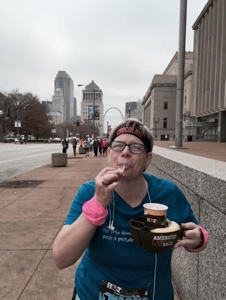 Enjoying my post race chocolate!