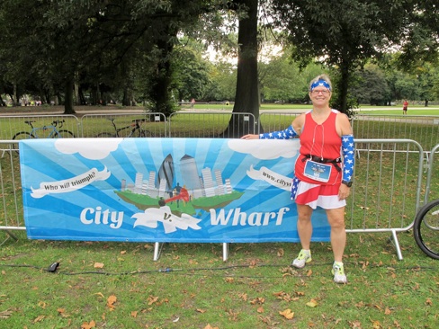 Me before the race in my “interloping American tourist” gear.