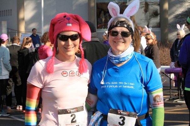 April 19, 2014 Glenda and I pre-race at the Wauconda Bunny Hop 4-miler in Wauconda, IL.