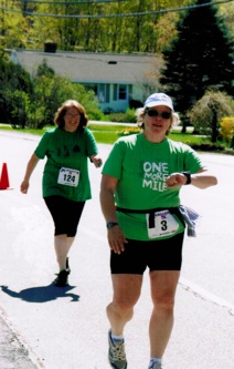 Checking my watch at the top of the LONG hill in the Margarita 5K run
